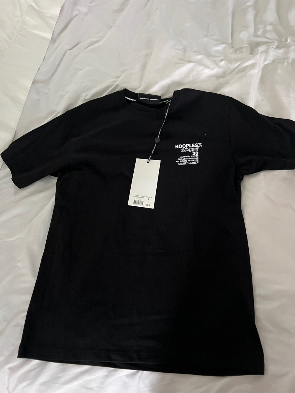 The Kooples Black Short-Sleeve Logo Tee with White Chest Print